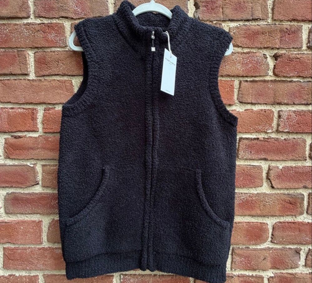 KASHWÉRE Unisex Cozy Dream Plush Knit Vest Black Large NWT